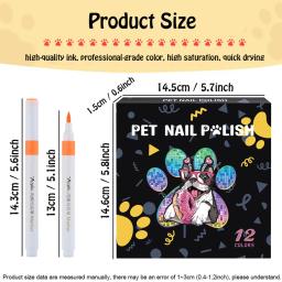 Quick Dry Dog unha polonês caneta, 12 cores, Pet unha polonês para criar unhas bonitas, Girl Pets Grooming, fácil de usar - Image 2