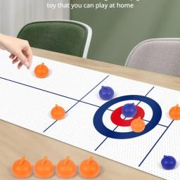 Jogos de tabuleiro divertidos para a família de 1 unidade para crianças e adultos: jogo de curling de mesa com 8 rolos e discos de shuffleboard - Image 1