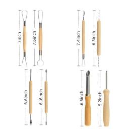 Cerâmica Sculpting Kit com alça de madeira lisa, abóbora escultura faca, Shaping Clay Tools, textura detalhe, 8pcs por conjunto - Image 6