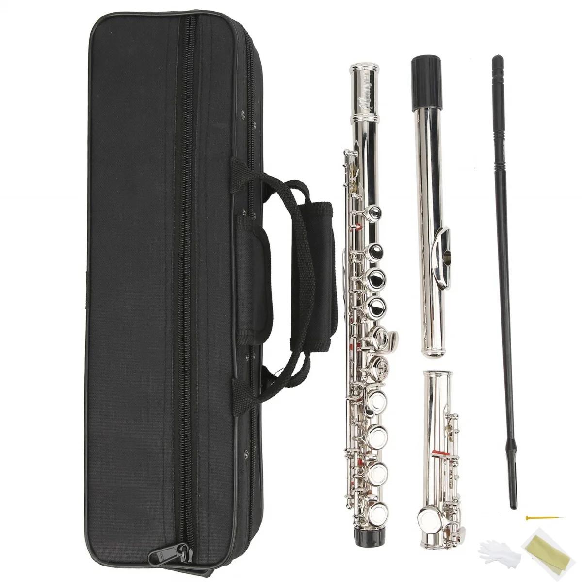 Miwayer-Flauta transversal profissional com caixa, 16 furos abertos fechados, tecla C, concerto instrumento musical, pano de limpeza, luva - Image 1