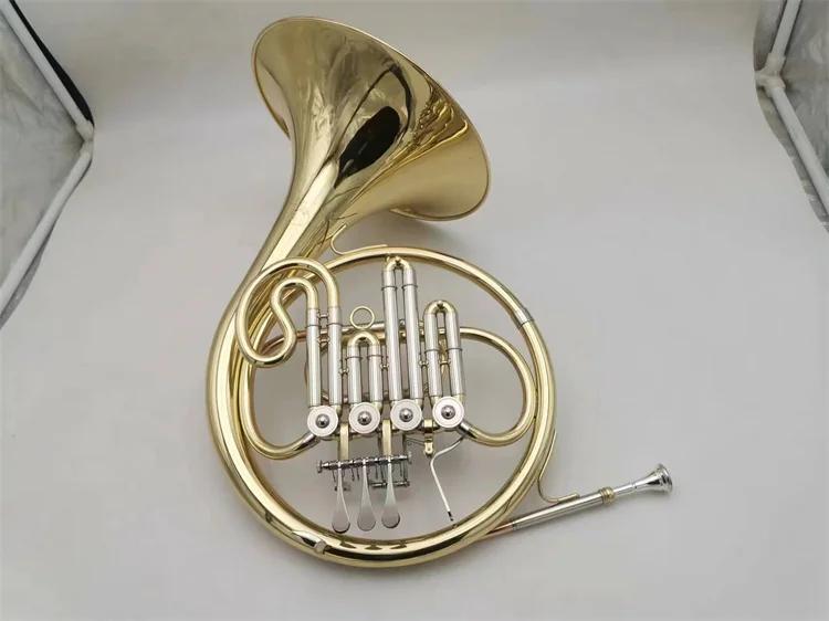 Belo instrumento musical bronze com caso, trompa, 4 chaves, Bb, mais novo - Image 1