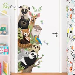 Animais bonitos adesivos de parede porta adesivo de canto decoração de casa auto-adesivo decoração do quarto dos miúdos decoração do quarto do bebê - Image 2