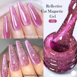 NASCIDO PRETTY-Esmalte Reflexivo Glitter Gel, Espumante, Brilhante, Gato, Magnético, Efeito Snowlight, Mergulhe, Verniz UV, 10ml - Image 4
