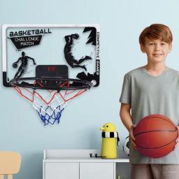 Aro de basquete portátil para crianças, eletrônico interno, porta infantil, iluminação LED, montado na parede, encosto à prova de estilhaçar - Image 5