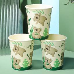 Copo de papel descartável para festas temáticas, padrão coala bonito, piqueniques, festa de aniversário suprimentos, decoração, 9oz,25pcs - Image 4