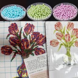 Beadwork Set Ponto Cruz com Talão, Flor Bead Bordado Kits, Agulha Arte e Artesanato, Decoração, Linha de Pesca, Contas - Image 2