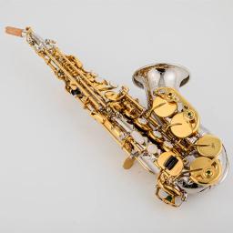Saxofone soprano profissional, B sax plano, banhado a prata, uma chave dourada, novo, SC-9937, latão, instrumento de sopro - Image 1