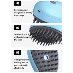 Auto limpeza escova de vapor para pet, spray elétrico, escova de cabelo para massagem, removedor de cabelo do gato do cão, pente grooming suprimentos, 3 em 1 - Image 4