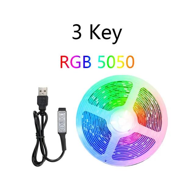 Luzes LED Strip com controle Bluetooth, fita de mudança de cor, luz de fundo para TV, decoração do quarto, RGB 5050, 24 teclas, 44 teclas, 5V - Image 1