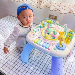 Baby Activity Table Music Box Com Luzes, Brinquedos Educativos Jogos, Sintetizador Interativo Aprendizagem - Image 1