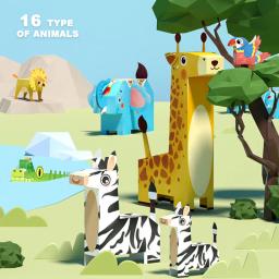 Tridimensional Animais Origami Para Crianças 16 Folhas Artesanato DIY Origami Paper Kit Jardim de Infância Crianças Jogo Presente Idades 3-12 - Image 2