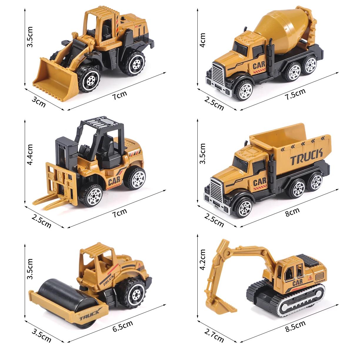 6 pçs/set brinquedos para meninos liga engenharia caminhão brinquedo carro escavadeira bulldozer rolo modelo em miniatura diecast presente de aniversário do miúdo - Image 1