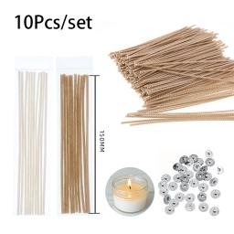 10 Pcs/set Sem Fumaça Vela Pavios de Algodão DIY Não-Tóxico Ambientalmente Amigável Ghee Pavio Fio de Cera Cera Handmade Fazendo Entregas - Image 1