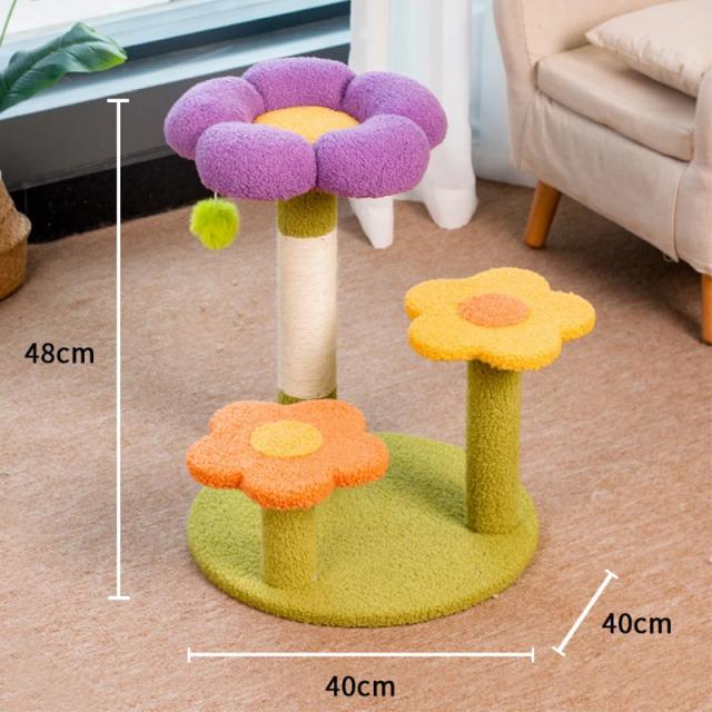 Gato se Diverte com Arranhador Post Tree Tower, Escalada Frame e Brinquedo de Sisal