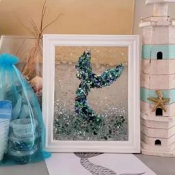 Oceano tema mar vidro arte kit para adultos, DIY mosaico artes e artesanato kits, moldura, artesanal, fácil operação - Image 3