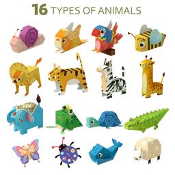 Tridimensional Animais Origami Para Crianças 16 Folhas Artesanato DIY Origami Paper Kit Jardim de Infância Crianças Jogo Presente Idades 3-12 - Image 3