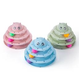 3 níveis gatos brinquedo torre faixas gato brinquedos interativos gato inteligência treinamento placa de diversões torre produtos para animais estimação gato túnel - Image 2