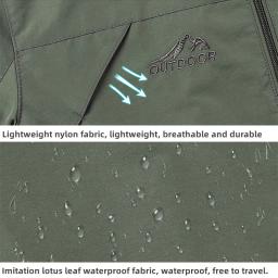 Jaquetas impermeáveis de caminhada masculinas, jaqueta tática, bolso múltiplo, com capuz, acampamento ao ar livre, casaco à prova de vento, casual, marca, primavera, outono - Image 4
