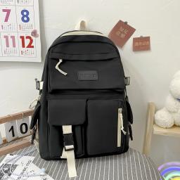 Mochila multi-bolso fofa para meninas e adolescentes, mochila feminina, mochilas escolares para estudantes, lona, mochila portátil de lazer, moda, 2024 - Image 1
