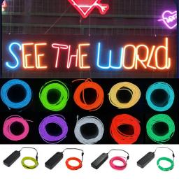 LED EL Wire Light Strip, Bateria Neon, Luzes de corda brilhantes, DIY Corda Tubo, Halloween Blacklight, Multicolor Party Decor, 10 m, 5 m, 3 m, 1m - Image 1