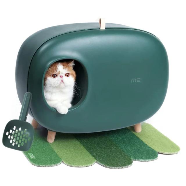 Caixa de Areia Semi-Fechada para Gatos: Luxuoso Cat Sandbox com Facilidade de Limpeza e Treinamento Inteligente