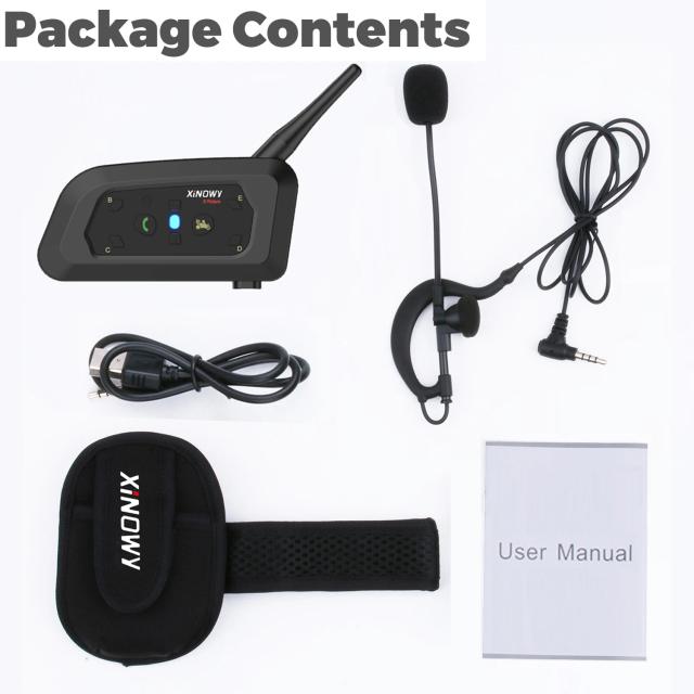 Fone de Ouvido Bluetooth XioWy-V6C Pro Full Duplex para Arbitragem de Futebol com Conexão de 1200m e Earhook Mono