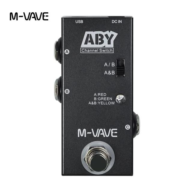 M-VAVE Pedal Universal ABY Box para Guitarras Elétricas com Seleção de Linha de 2 Vias, Compatível com Instrumentos e Amplificadores
