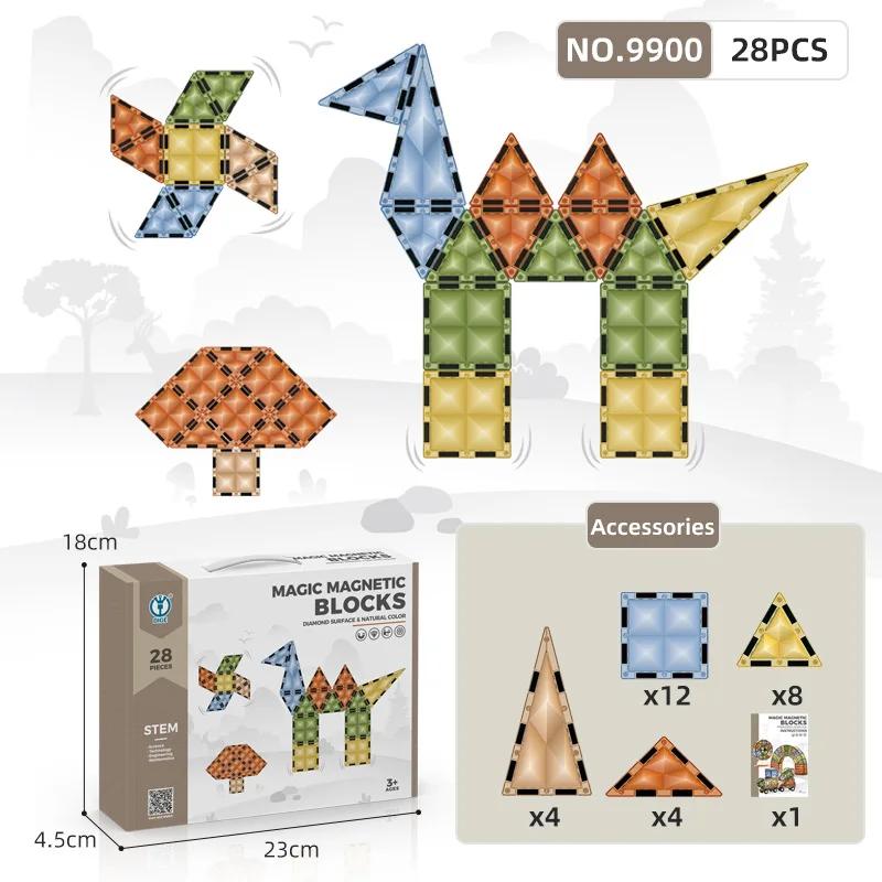 Magnetic Diamond Face Building Blocks Set para Crianças, Montessori Brinquedos Educativos, Janela de Cores, DIY, Educacional, 4D - Image 1