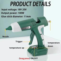 Pistola de cola quente para artes e ofícios, ferramenta de reparo elétrico do calor, Makita, Dewalt, Bosch, Milwaukee, Ryobi, bateria de lítio 18V, DIY - Image 3