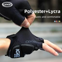 Bicicleta Metade do Dedo Luvas À Prova de Choque Com GEL Grosso Silicone Respirável Anti-derrapante MTB Road Bike Ciclismo Luvas de Liberação Rápida - Image 3