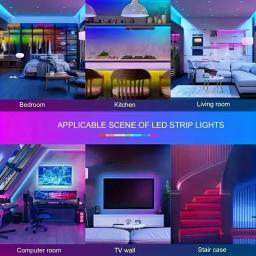 Fita LED com controle remoto, fita RGB, 5050, USB, 24 teclas, fita flexível, luzes de Natal, lâmpada de jogos, decoração do quarto - Image 4