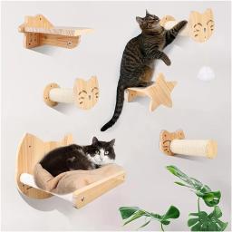 Wall Mounted Sisal Cat Escalada Árvore, Coçar Post, Escada De Escalada, Ponte com Rede, Gatinho Perch e Plays - Image 2
