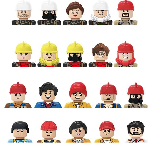 Blocos de Construção Figuras de Ação Policial Professor Bombeiro Ocupação Mini Estatueta 10 Peças