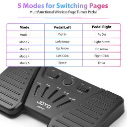 JOYO-Portable Wireless BT Page Turner Pedal, Música Turner Pedal para Tablets, Smartphones, Acessórios de guitarra recarregável - Image 2