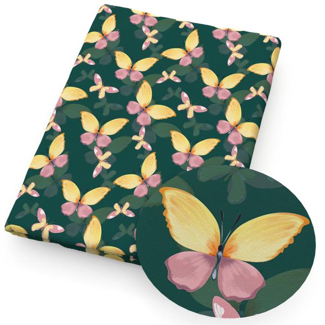 Pano de Patchwork em Puro Algodão com Estampa de Arco-íris e Borboleta para Costura, Quilting e Bordado DIY