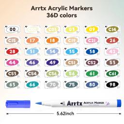 Marcador acrílico arrtx 36 cores para pintura em rocha, marcadores de tinta com ponta extra de pincel, materiais de arte, pintura em tecido, marcadores de tecido - Image 2