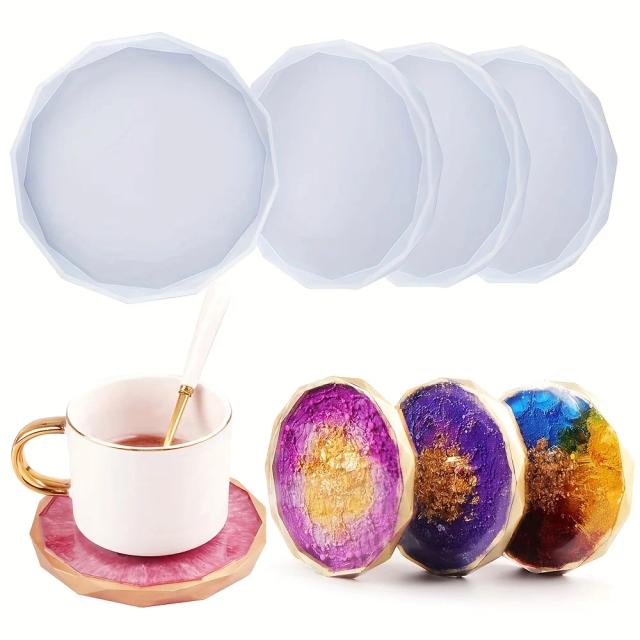 Molde de Silicone Porta-Copos Redondo Diamantado 4 Unidades