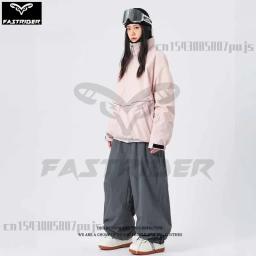 Calças externas de esqui de snowboard feminino à prova d'água calças de esqui soltas ao ar livre inverno calças de neve casuais masculinas - Image 4