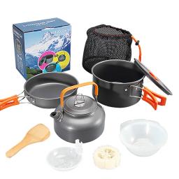 Kit de Panelas de Acampamento Portátil Dobrável, Utensílios De Alumina Dura, Equipamento De Economia De Espaço, Resistência Ao Calor Para 2-3 Pessoas, Piquenique - Image 1
