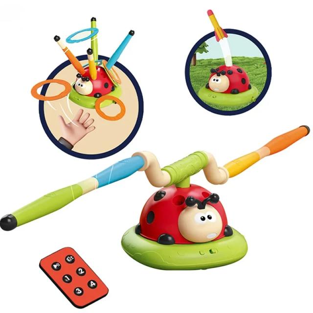 Brinquedos esportivos de salto musical 5 em 1 3 em 1 jogo de anel de lançamento brinquedo e lançador de tiro para crianças joaninha multifuncional máquina ao ar livre