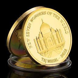 Lembrança das Sete Maravilhas do Mundo, Moeda Banhada a Ouro, Presente Colecionável, Grandes Edifícios, Moeda Comemorativa - Image 2