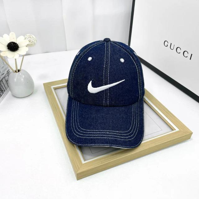 Nike clássico logotipo bordado denim alongado borda ajustável boné de beisebol masculino e feminino azul