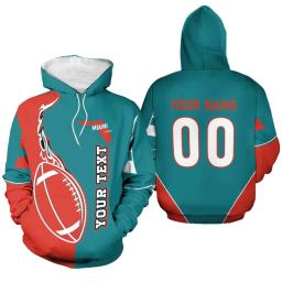 Hoodie de futebol americano personalizado com nome e número para homens e mulheres, pulôver impresso em 3D, moletom Harajuku, moda Y2K, novo - Image 6