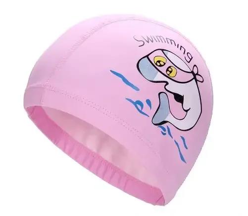 Boné de Natação Impermeável Infantil com Estampa de Golfinho para Meninos e Meninas - Protege Orelhas e Cabelo Longo