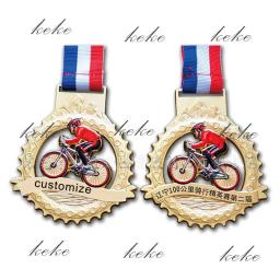 Medalhas tridimensionais bicicleta ouro jogos competições festa favores com pescoço fita prêmio em massa presente personalizado - Image 3