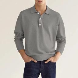 Camisa polo masculina de manga curta com decote em v, blusa casual, luxo independente, item quente, primavera e outono, 2024 - Image 4