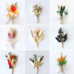 Mini Natural Seco Flores Bouquet, Boutonnieres Groomsmen, Buttonholes dama Flor, Corsage Broche, Decoração Do Casamento Do Natal, 1Pc - Image 1