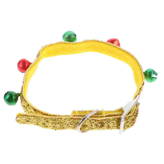Coleira Verde para Cachorro Pequeno com Sinos de Natal e Toque Amarelo