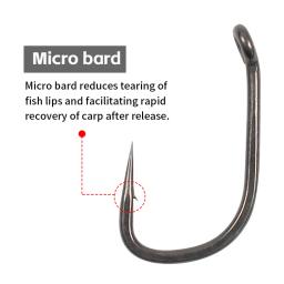 Gancho largo para pesca de carpa, revestimento de ptfe, micro bardo, liga de aço, tamanho 2 4 6 para equipamento de cabelo de pesca de carpa com 10 peças - Image 5