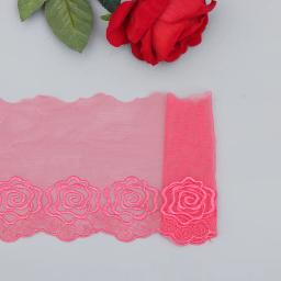 Bordado Floral Tule Guarnição Do Laço, Artesanato DIY, Vermelho Melancia Malha Vermelha, 3 Jardas, 12cm de Largura, Frete Grátis - Image 4
